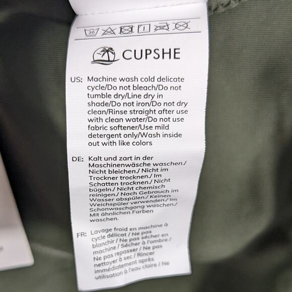 Cupshe Swim Suit Women's Large Dark Sage Green One Piece Ruffle Tie Closure NWT - Picture 6 of 12